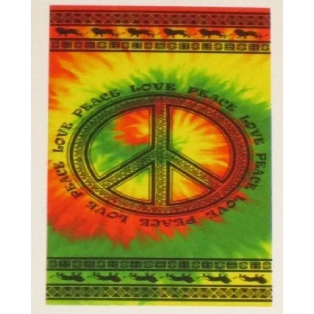 New Tie Dye Tribal Peace Sign Love Bath Beach Pool Gift Velour Towel Rasta Color